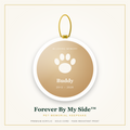 Forever By My Side pet memorial ornament with gold cord and paw print